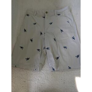 Izod Men's Shorts Chino Khaki Blue Lobster Print Bermuda Size 36 Nautical. TT